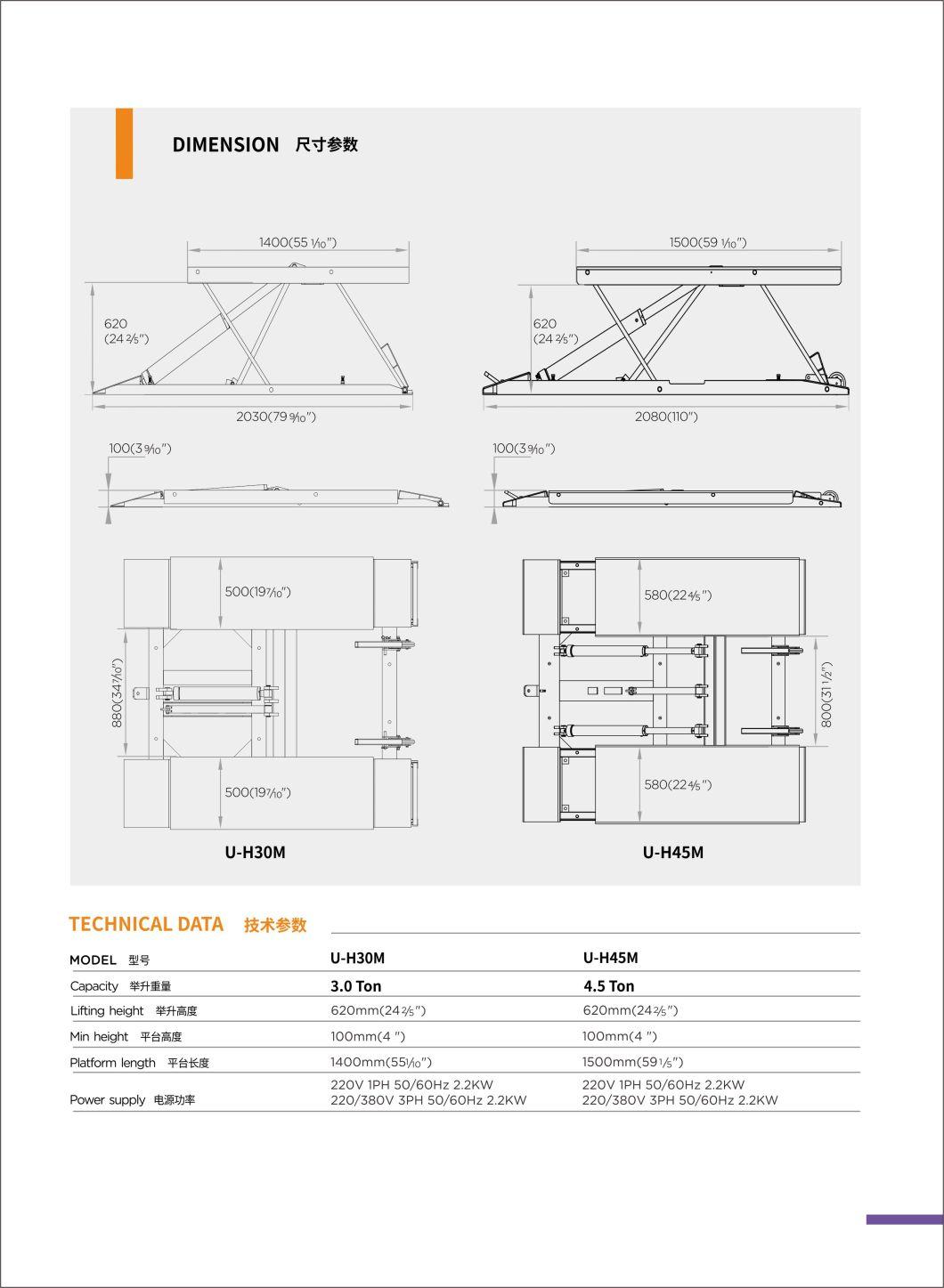 Unite Car Scissor Lift Table U-H30m Small Platform Pantograph Scissor Lift