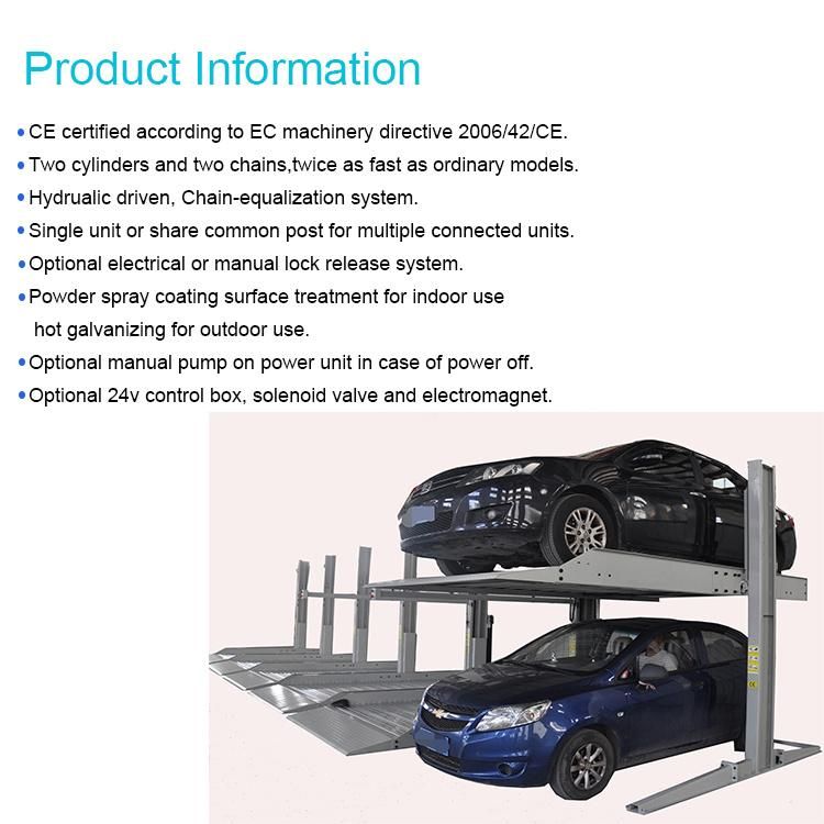 Automatic Shared Column 2 Layers Car Parking Lift with CE