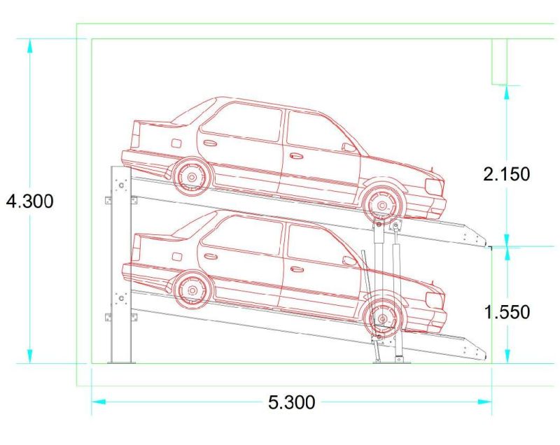 Low Ceiling Garage Parking Elevator with Pit for 4 Cars