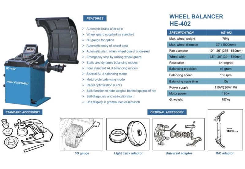 Wheel Balancer/Tyre Changer/Wheel Alignment/Wheel Balancer /Tire Changer/Truck Wheel Balancer/Wheel Balancing Machine/Car Tyre Balancing Machine 402