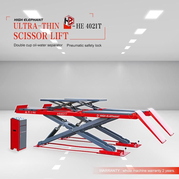 CE Approved 4t Ultra-Thin Double Level Scissor Car Lift for Wheel Alignment