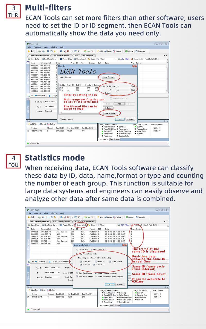 Gcan Usbcan-II PRO Can Bus Adapter Debug Analyzer Analysis Tool