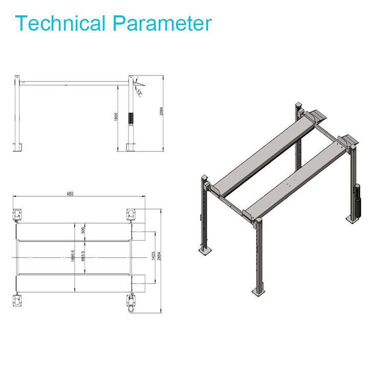 Hydraulic Four Post Double Stacker Car Parking Lift with CE