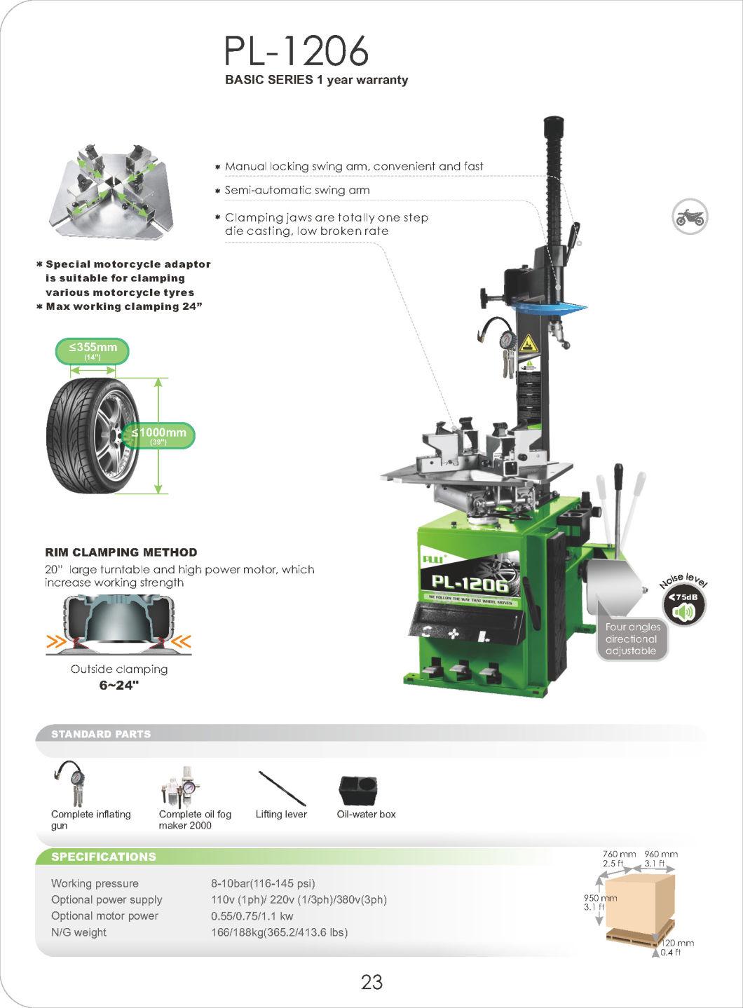 Puli Motorcycle Tire Changer Pl-1206 Semi-Automatic Car Tyre Changer Swing Arm CE Vehicle Tire Changer Equipment