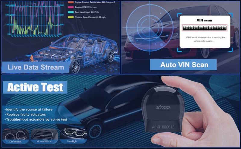 Xtool Asd60 Hex V2 OBD2 Scanner for VW Benz BMW Full Systems Diagnostic VAG COM 19.6 Free Update Software for Android/Ios