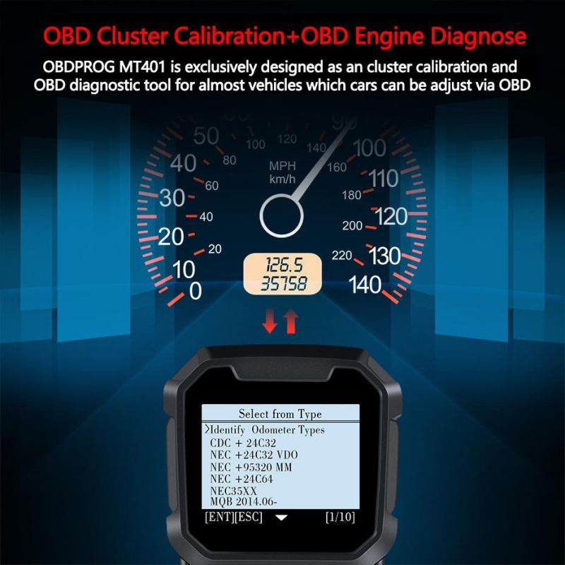 Obdprog Mt401 OBD2 Cluster Calibration Tool Professional Code Reader OBD 2 Instrument Correction Diagnostic Tools Free Update