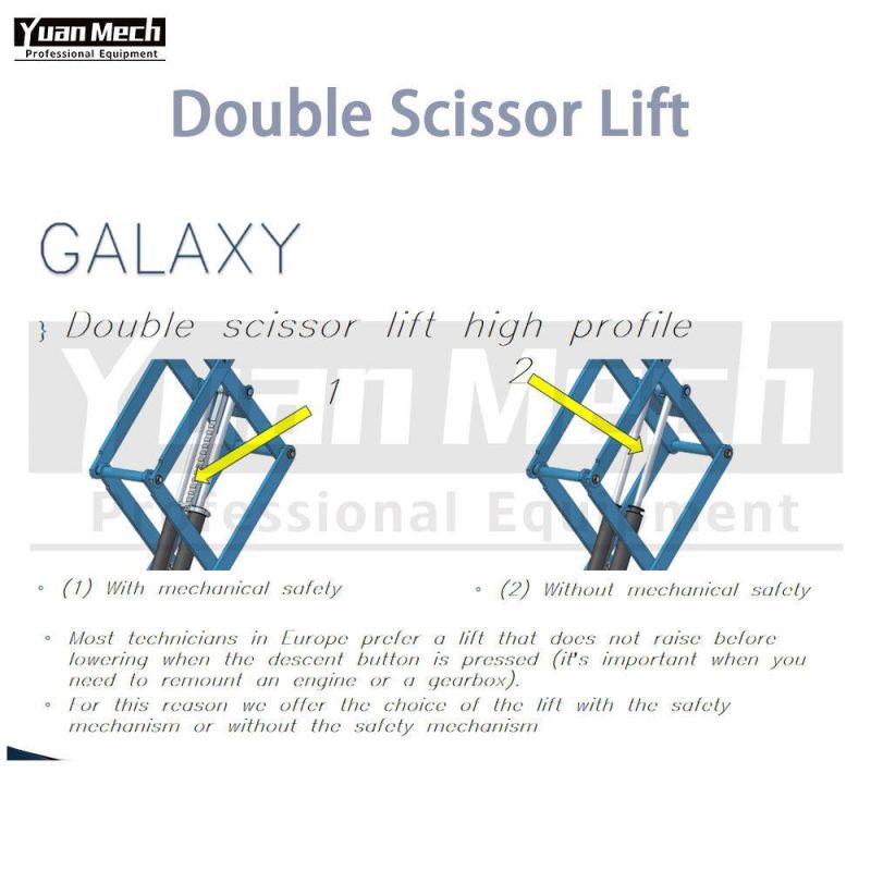 Yuanmech Dhi30s High Profile Double Scissor Lift Inground with Mechanical Safety Devise