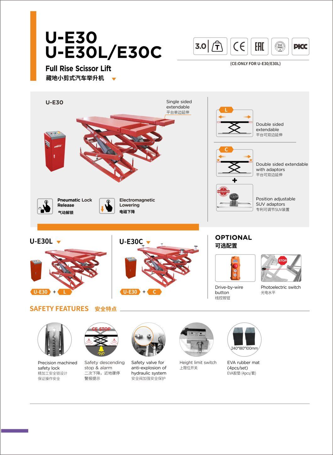 Unite Platform Scissor Lift 3.0 T Capacity U-E30c Full Rise Hydraulic Scissor Lift