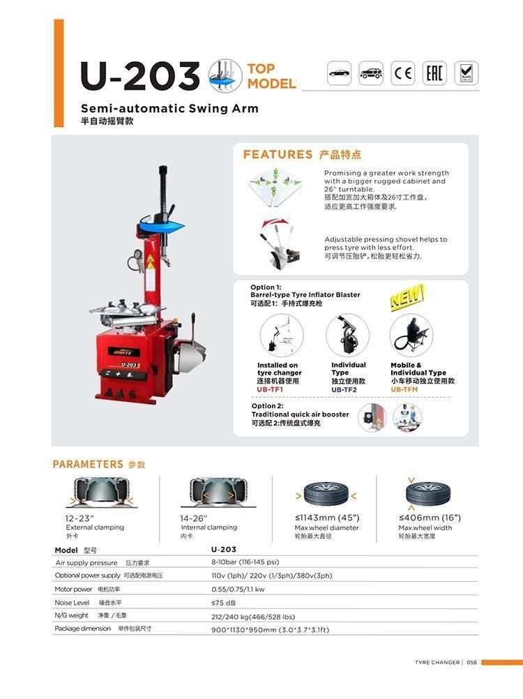 Unite High Quality 12"-26" Tire Changer for Workshop Tyre Repair Equipment U-203