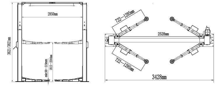 Super Symmetric Hydraulic Workshop Auto 2 Post Car Lift (209C)