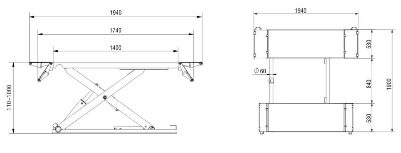 Portable Car Scissor Lift with MID Rising for Home Garage