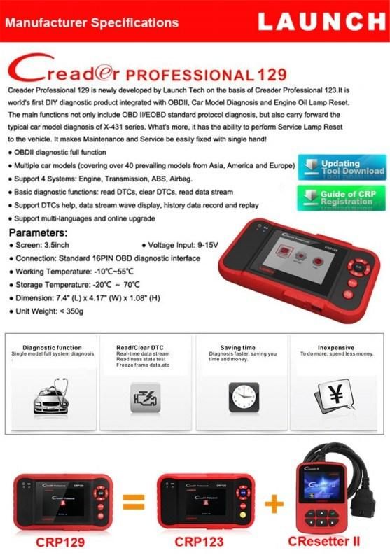 Original Launch Creader Crp129 Professional Auto Code Reader Scanner