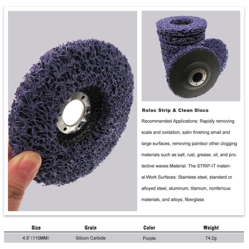 4.5 Inch 115mm Benchmark Abrasives Roll Lock Easy Clean and Strip Discs for Polishing & Grinding