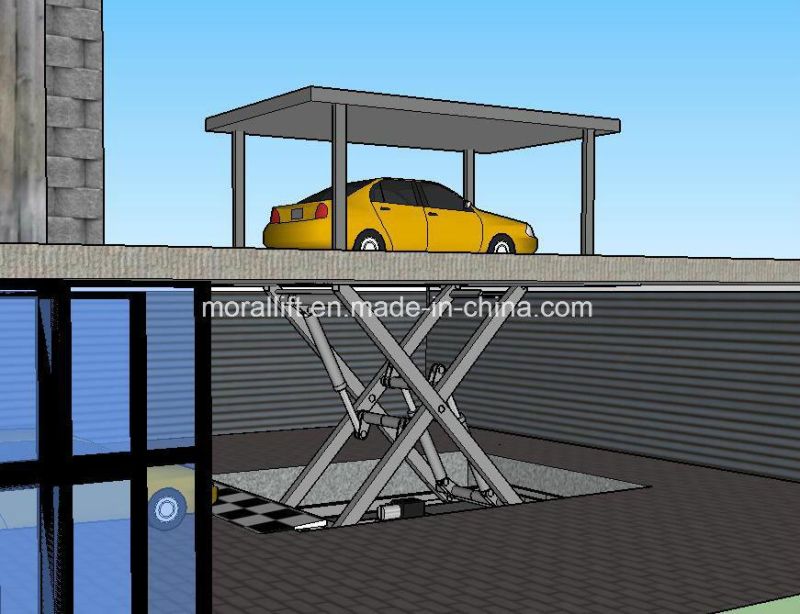 Storage Underground Hydraulic Scissor Car Parking Lift with Roof