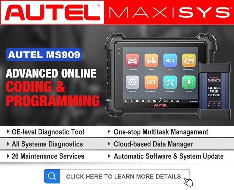 Autel Maxisys Ms909 Car Diagnostic Scanner Tool 30+ Services Maxiflash Vci ECU Coding Reset Dtc OE Level Better Ms908p & Elite