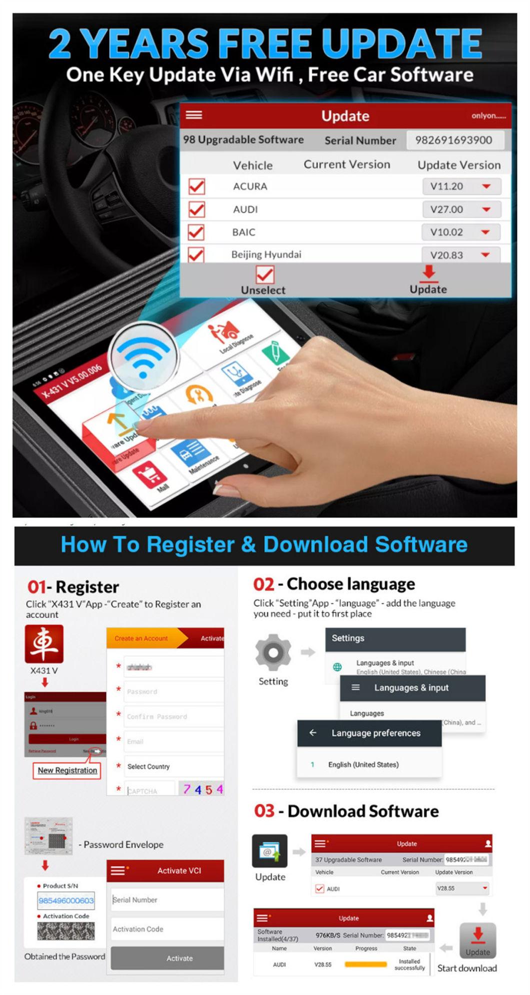 2022 Newest Bi-Directional Scan Tool Launch X431 V+ 4.0 Upgraded Ver of X431 Pros V All System & 31+ Service Automotive Scanner