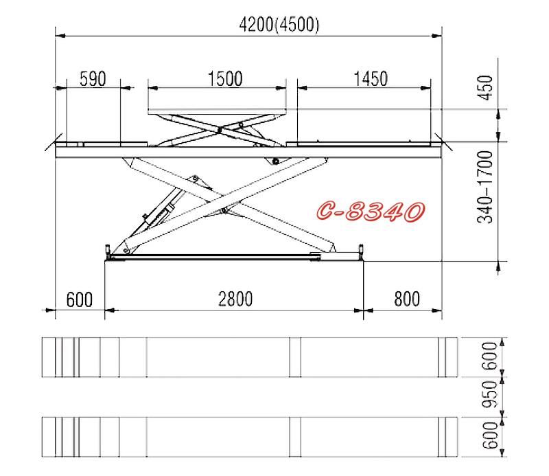 Vico 4t Hoist Lift Elevator Scissor Lift Wheel Alignment Garage Equipment