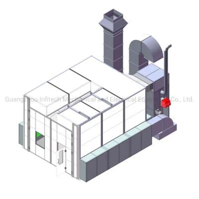 Paint and Bake Cabin with Ceiling Opened for Handling by Overhead Crane