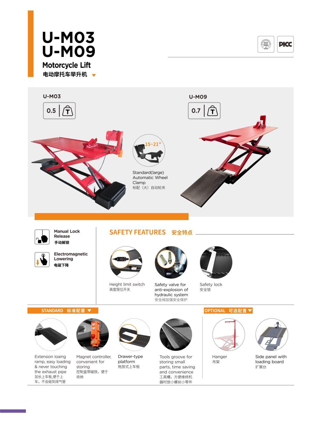 Portable Motorcycle Pneumatic Hydraulic Scissor Lift Table for Repairing U-M09 Electrical Motorcycle Lift Table