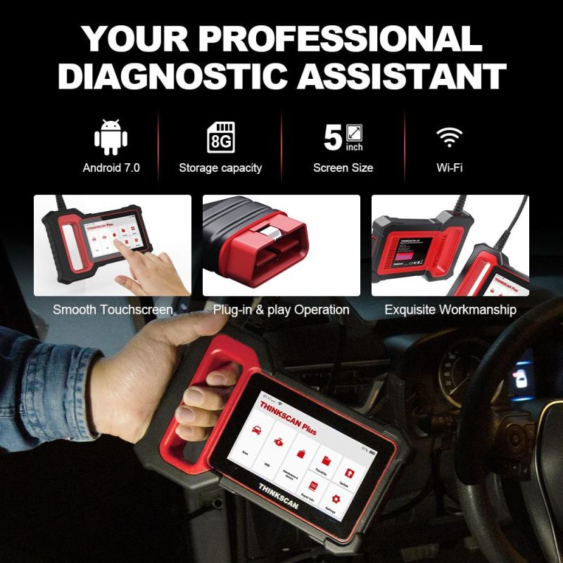 Thinkcar Thinkscan Plus S4 Lifetime Free Optional 3 Reset Car Diagnostic Tool Ecm/Tcm/ABS/SRS/Bcm System OBD2 Auto Scanner