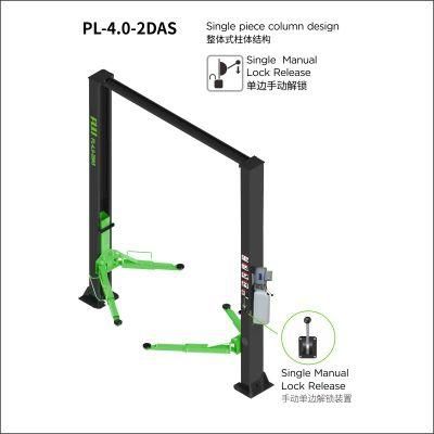 Puli 4t/8840lbs Single Lock Release Two Post Car Lift Arch Clear Floor Plate Car Jack Garage Equipment Hydraulic Lift on Sale Pl-4.0-2das