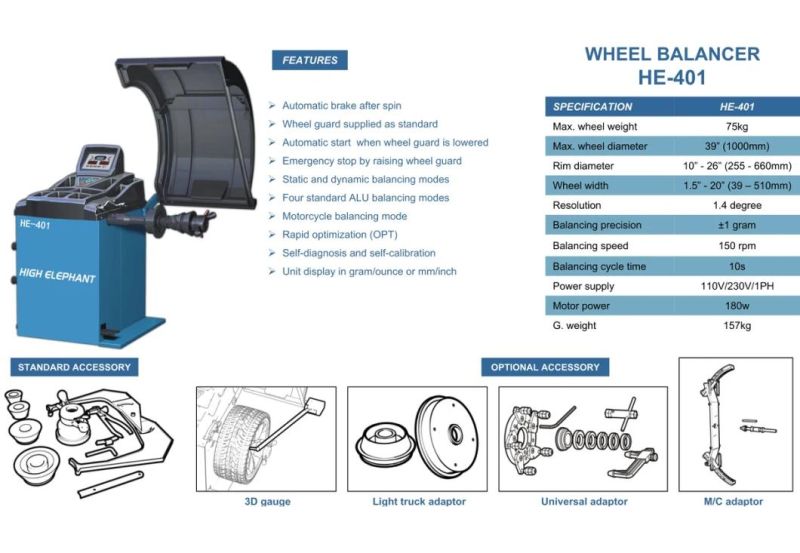 Wheel Balancer/Auto Diagnostic Tool/3D Wheel Alignment/Tyre Changer/Scissor Car Lift/Tire Changer/Auto Scanner/Auto Lift/Wheel Balancing