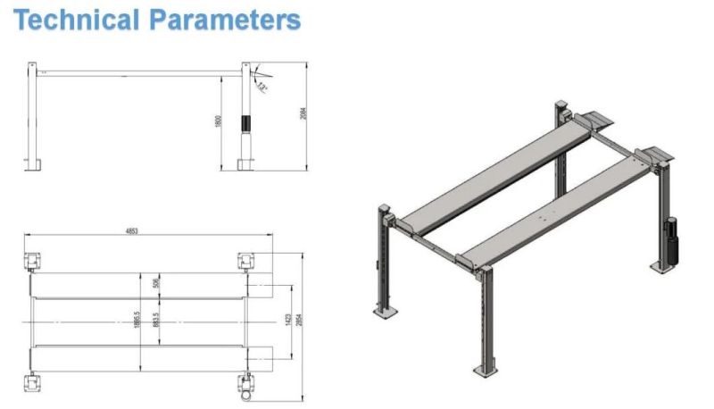 Auto Hydraulic Four Post Car Hoist Parking Lift