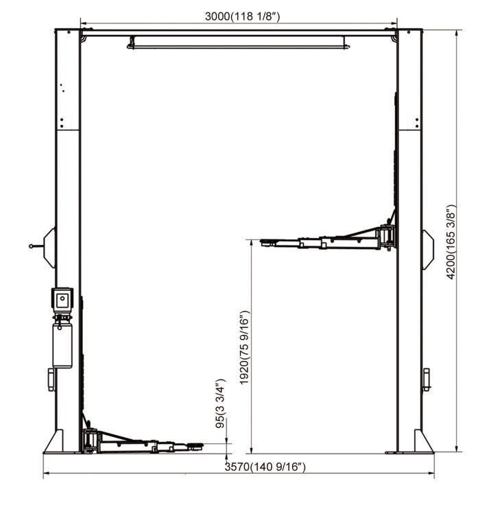 5.5ton Clear Floor Electric Release Two Post Lift Electric Hoist for Automobile Garage Repair Use