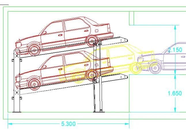 Angle Car Parking Lift Underground Hoist for Home Garage Bsement