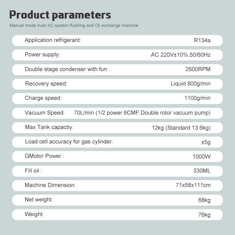 Manual Mode Auto AC System Flushing and Oil Exchange Machine