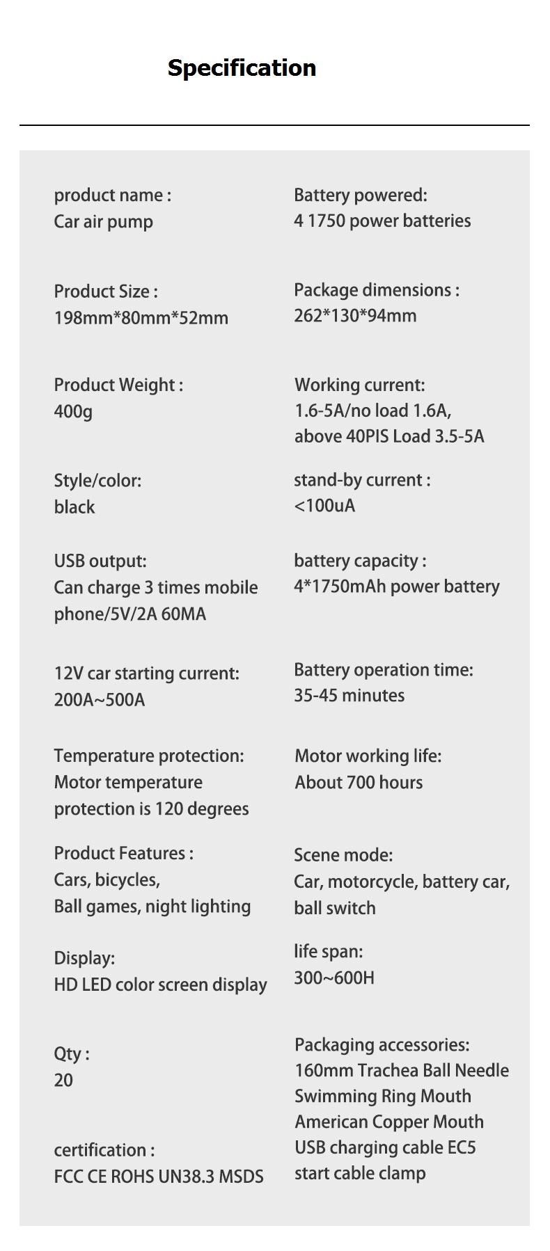 Two-in-One Portable Air Pump and Emergency Start Power with Precise Digital Screen Display, Tire Pump for Bike Motorcycle Tires Ball