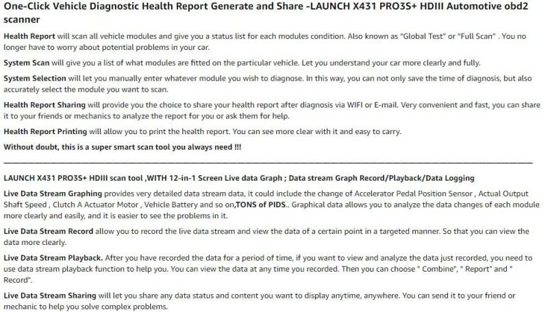 Launch Diagnostic Tool X431 PRO3s+Hdiii, Diesel&Gasoline Bidirectional Diagnostic Scan Tool, Cars&Heavy Duty Trucks All Systems Scanner, Key Program, ECU Coding