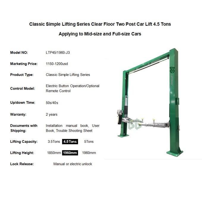 Two post car lift vehicle lift cylinder hydraulic