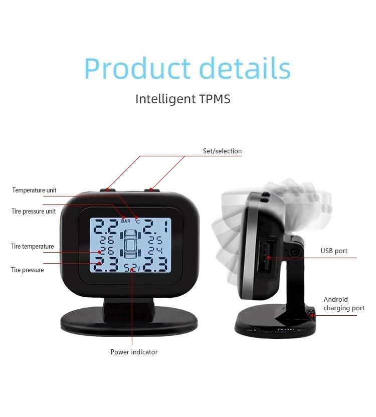 Wireless External or Bulit-in TPMS Tire Pressure Monitoring System LCD with 4PCS External Sensors