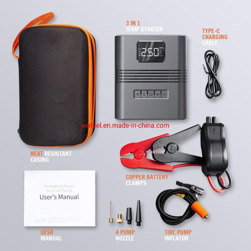 Auto Car Tire Inflator Ball Pump Portable Power Bank 8800mAh Car Jump Starter 12V