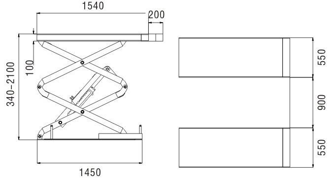 Ce Certified 3t Flush Mounted Inground Scissor Car Lift System