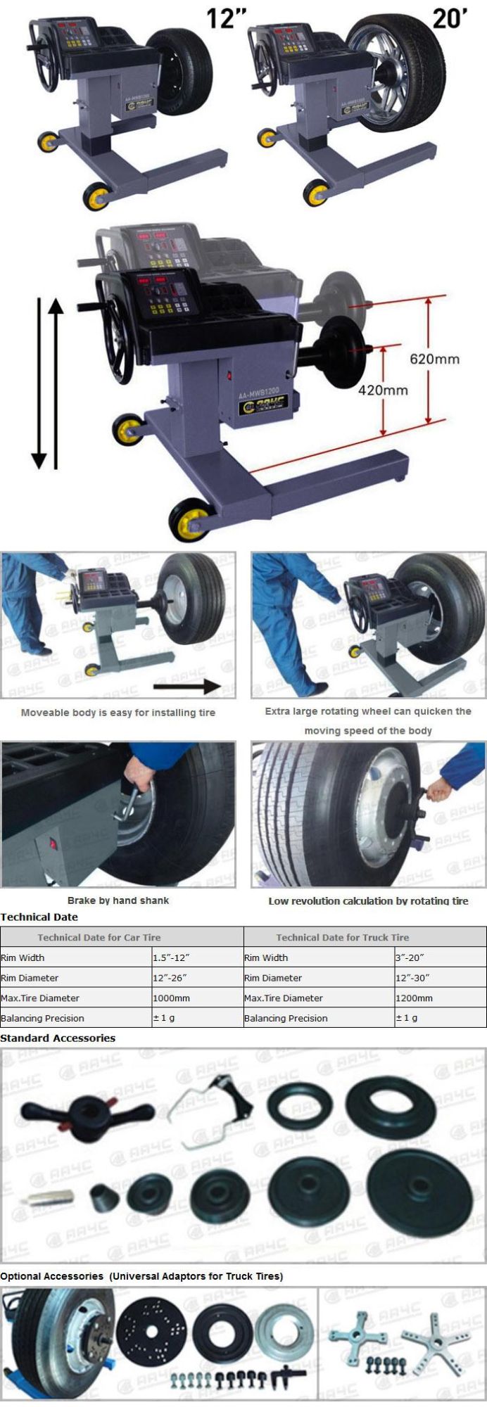 Manual Car/Truck Wheel Balancer AA-Mwb1200