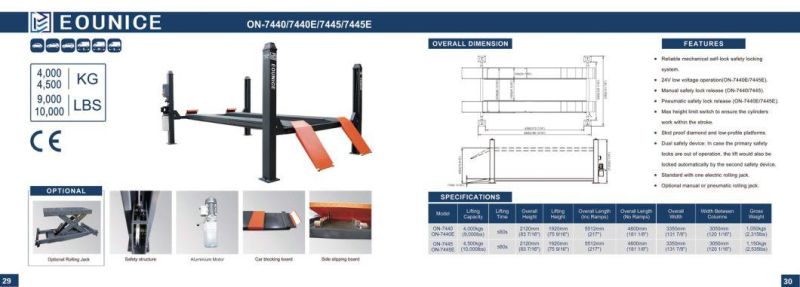 Car Hoist Lifter 4 Post Car Lift Car Post Lift Auto Lifting Equipment