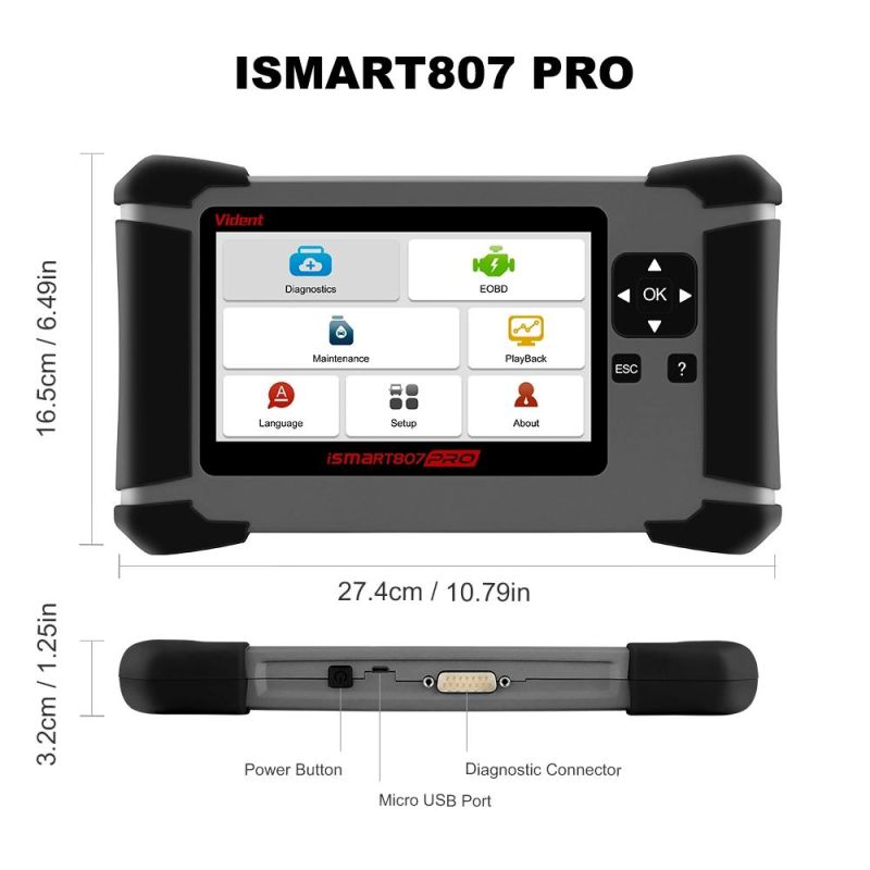 Vident Ismart807 PRO All System OBD Obdii Scanner All Makes Diagnostic Tool DPF ABS Airbag Oil Life Reset