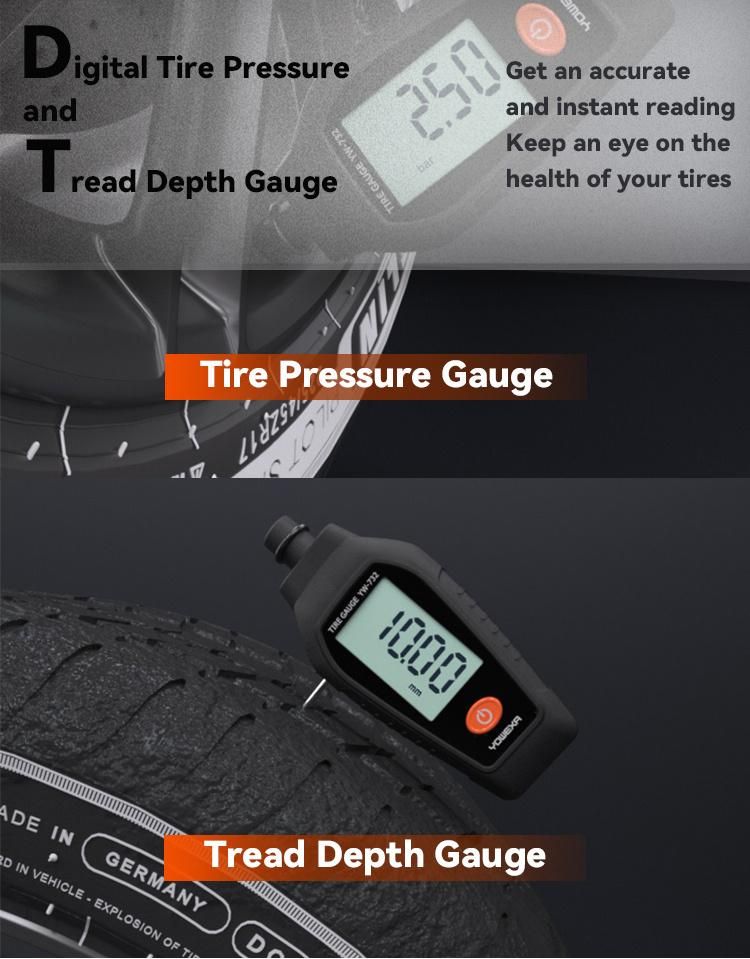 Yw-732 Treadwear Detection Measuring Instruments Digital Tire Pressure Gauge and Tread Depth Gauge