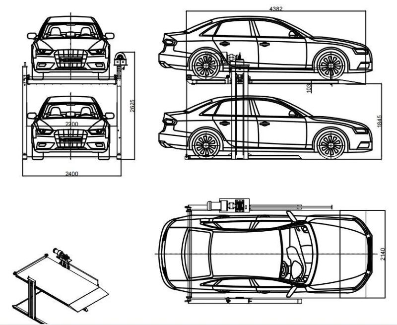 Fast Speed and Motor Drive Car Parking Lift with Two Post