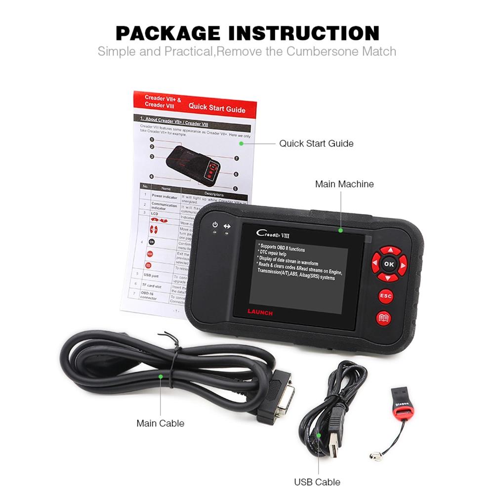 Launch Creader VIII Auto Scanner Four System Reset Function Obdii