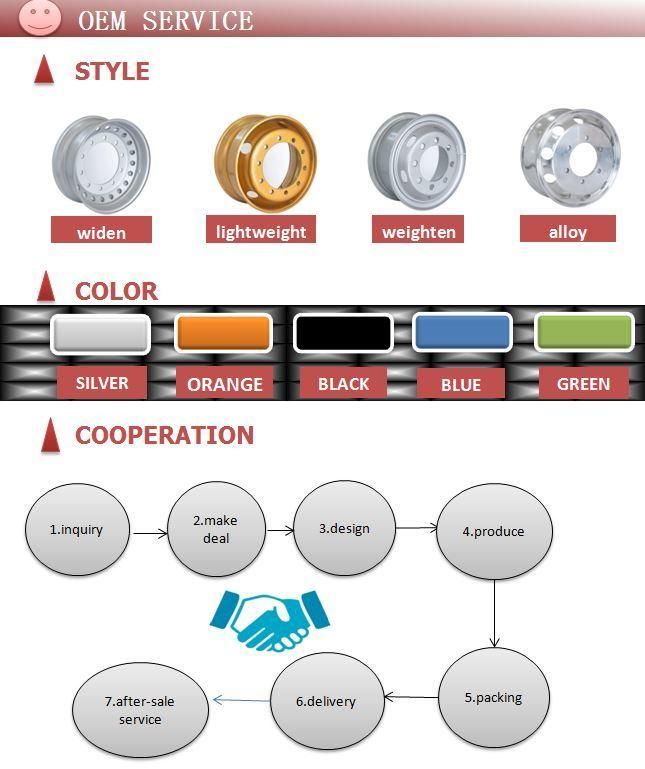 8.5-20 OEM Brand Truck Trailer Heavy Duty Cheap Price High Quality for 11.00r20 Tyre Tire Bus Dump Tube Steel Wheel Rim