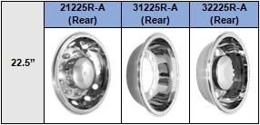 (20225F-A) 22.5" T304 Stainless Steel (Deluxe Style) Front Wheel Trim for Steel Wheel of European Trucks/Buses