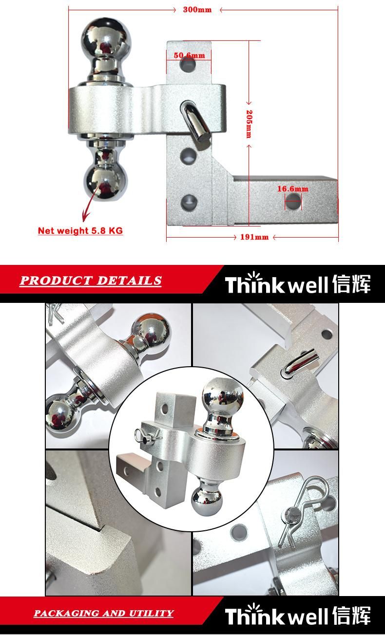 Thinkwell Aluminium Adjustable 5000 Lbs Ball Mount with Dual Hitch Ball