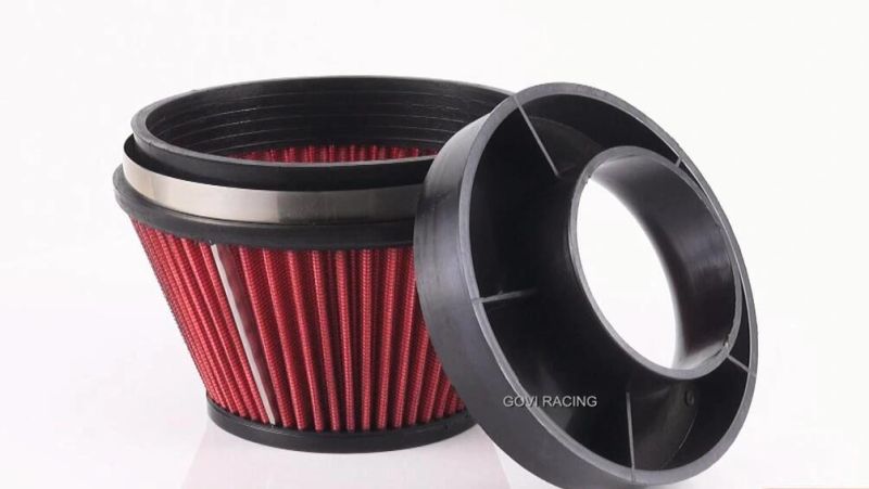 102mm Height Red Car Air Filter Intake with Velocity Stack 3′′/3.5′′/4′′ Universal