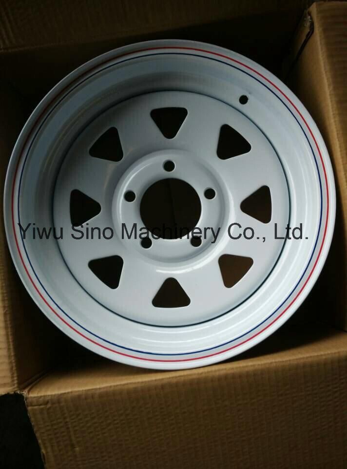 8 Spoke Hourse and Boat Trailer White Steel Wheel Rim