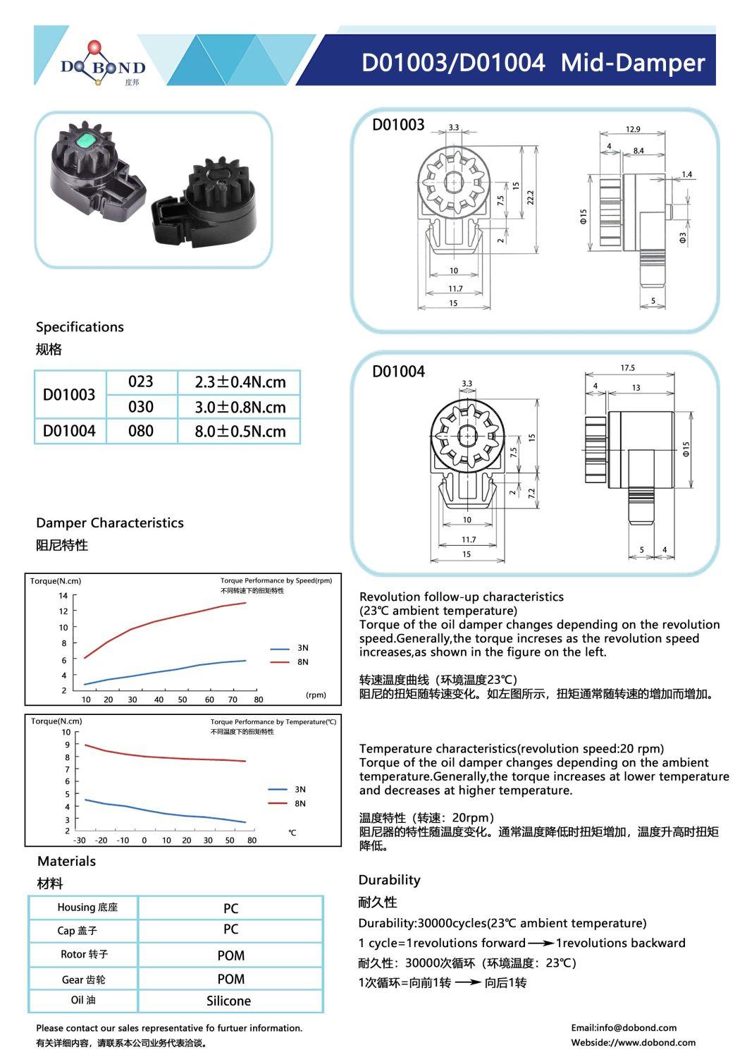 Plastic Rotary Damper Rotating Damper Car Accessories