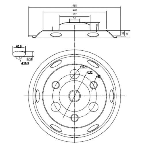 (54175) 17.5" T304 Stainless Steel Wheel Trim for Japanese Hino 500 FC/Fd, 2003 ~ up