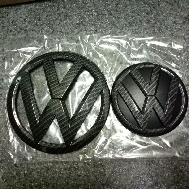 Car Logo T6 Front Emblem Back Emblem Badges with Carton Fibre Car Grille Emblem